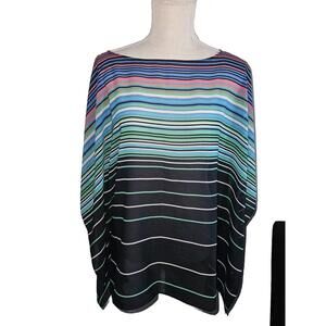 Talbots Sz S/M S Multi Color Striped Poncho Blouse